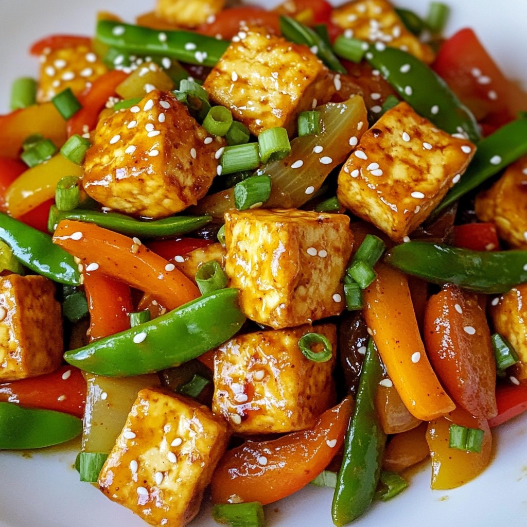 Spicy Garlic Tofu Stir Fry Schnelles und gesundes Gericht