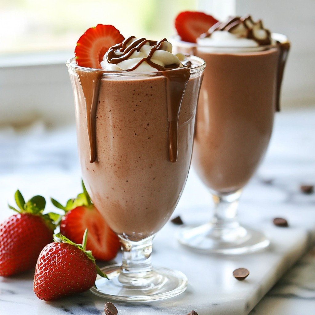 Schokoladenüberzogener Erdbeer-Smoothie köstlicher Genuss
