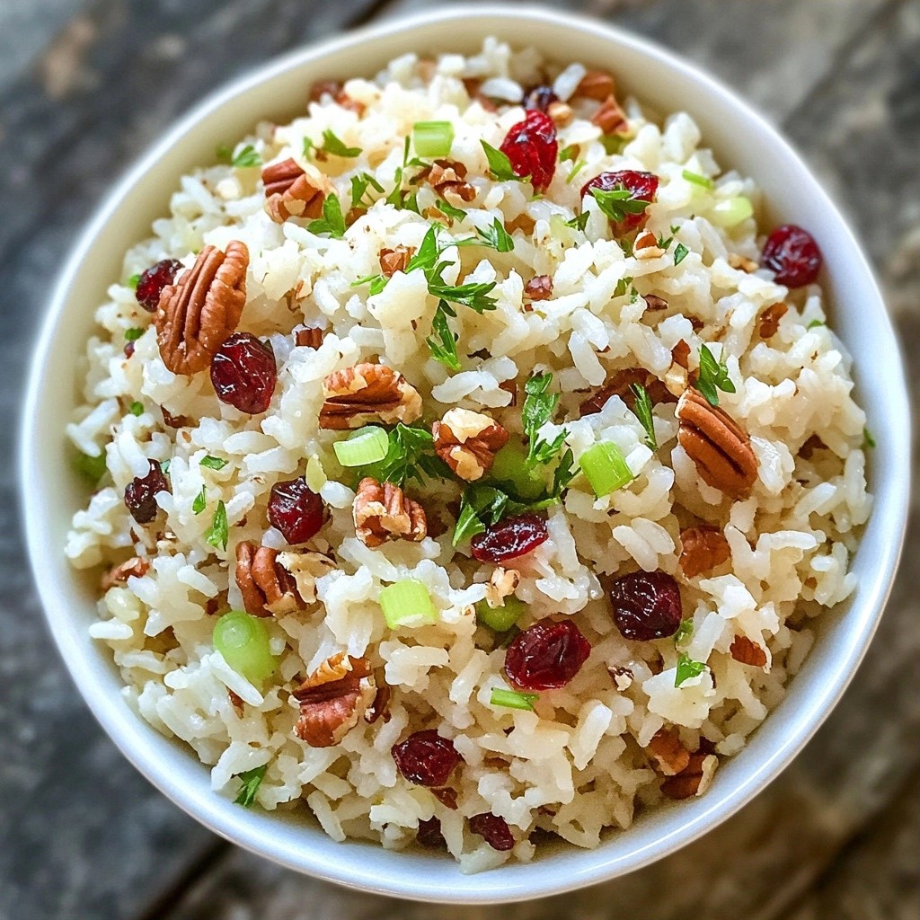 Festive easy side dish Cranberry Pecan Rice Rezept