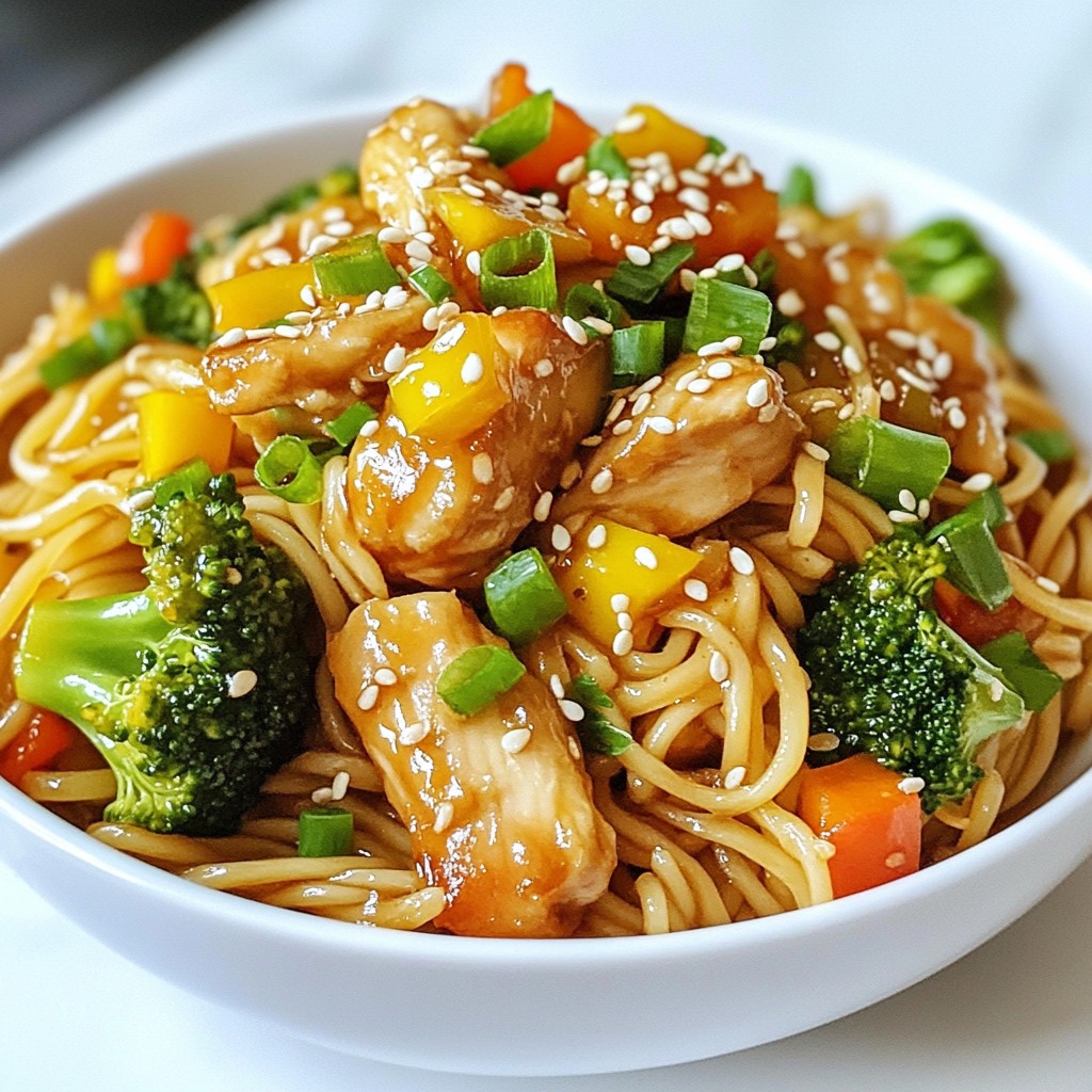 Honig-Knoblauch-Sesame-Hähnchen-Nudeln Rezept