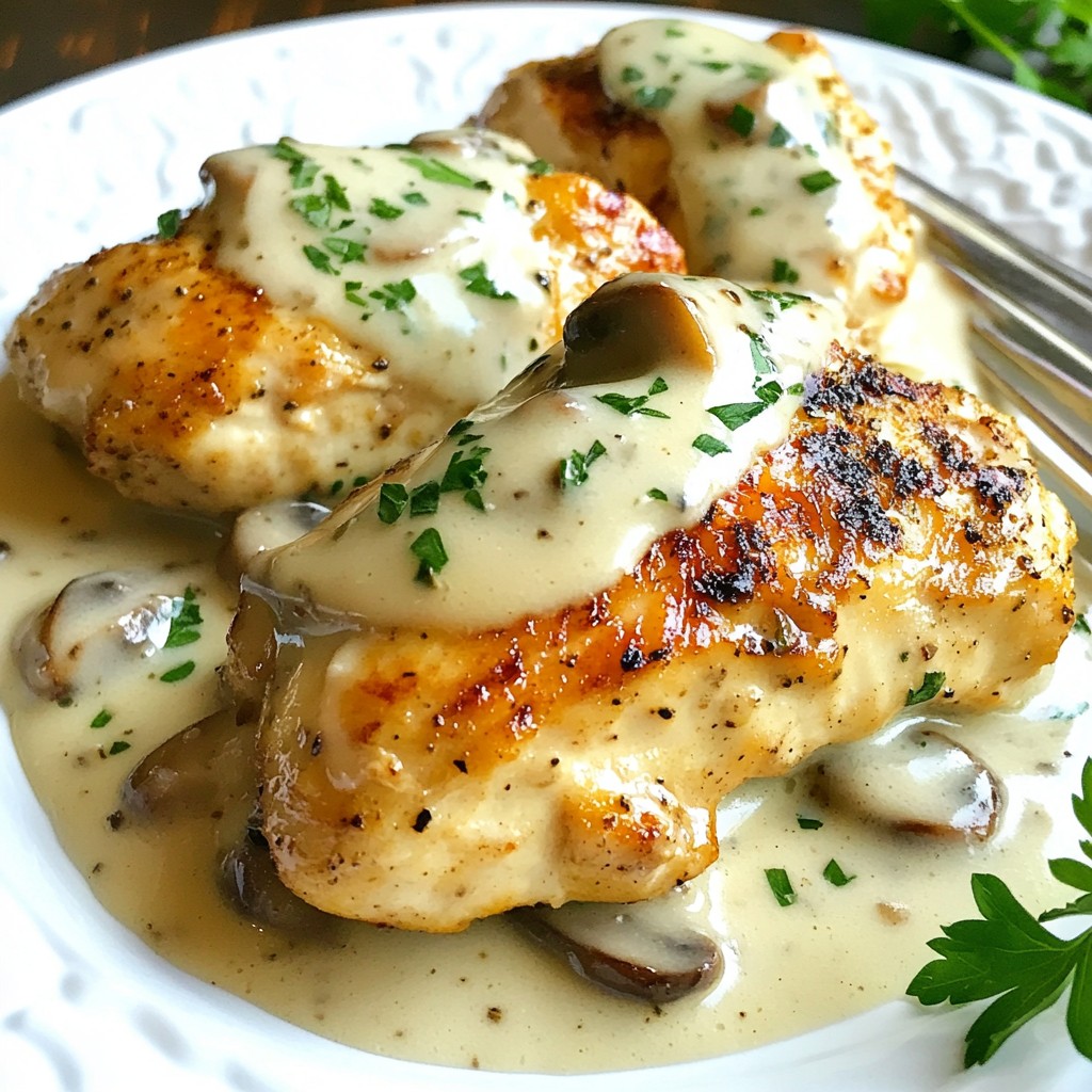 Cremiges Knoblauch-Pilz-Hühnchen Schnelle und Leckereien