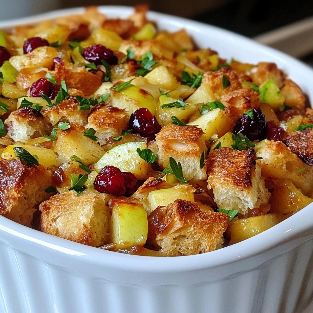 Festive quick side dish Apple Cranberry Stuffing leicht zubereiten