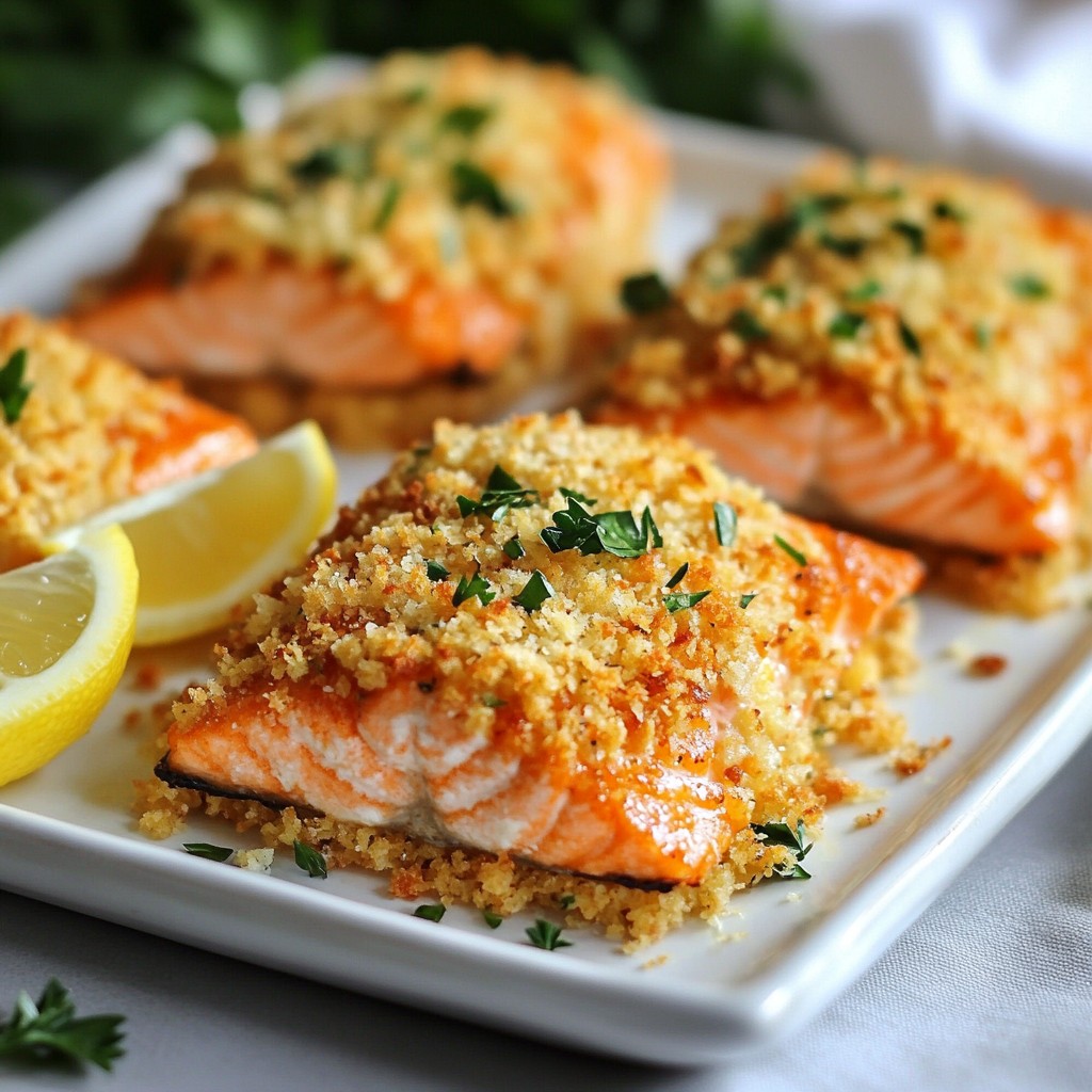 Knoblauch-Parmesan-Krustenlachs saftig und einfach