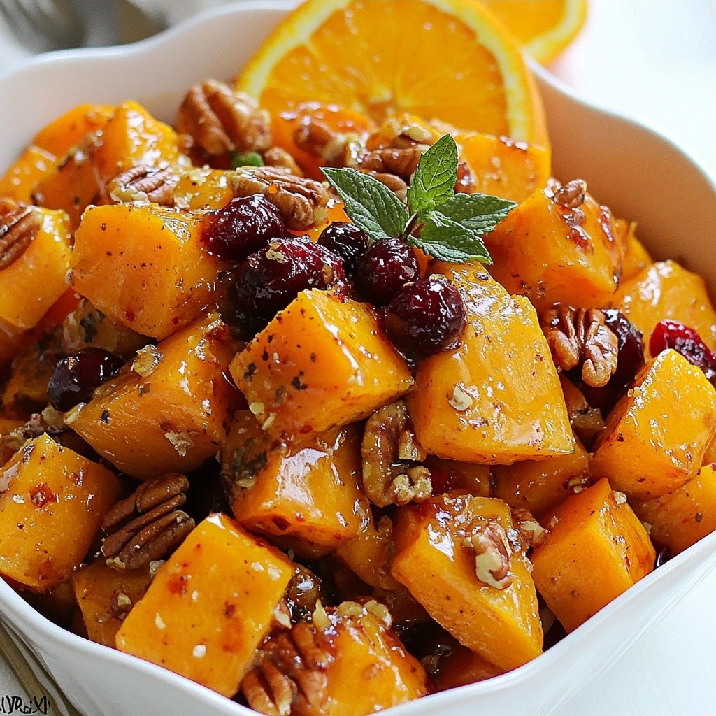 Festliches einfaches Gericht Cranberry Orange Süßkartoffeln