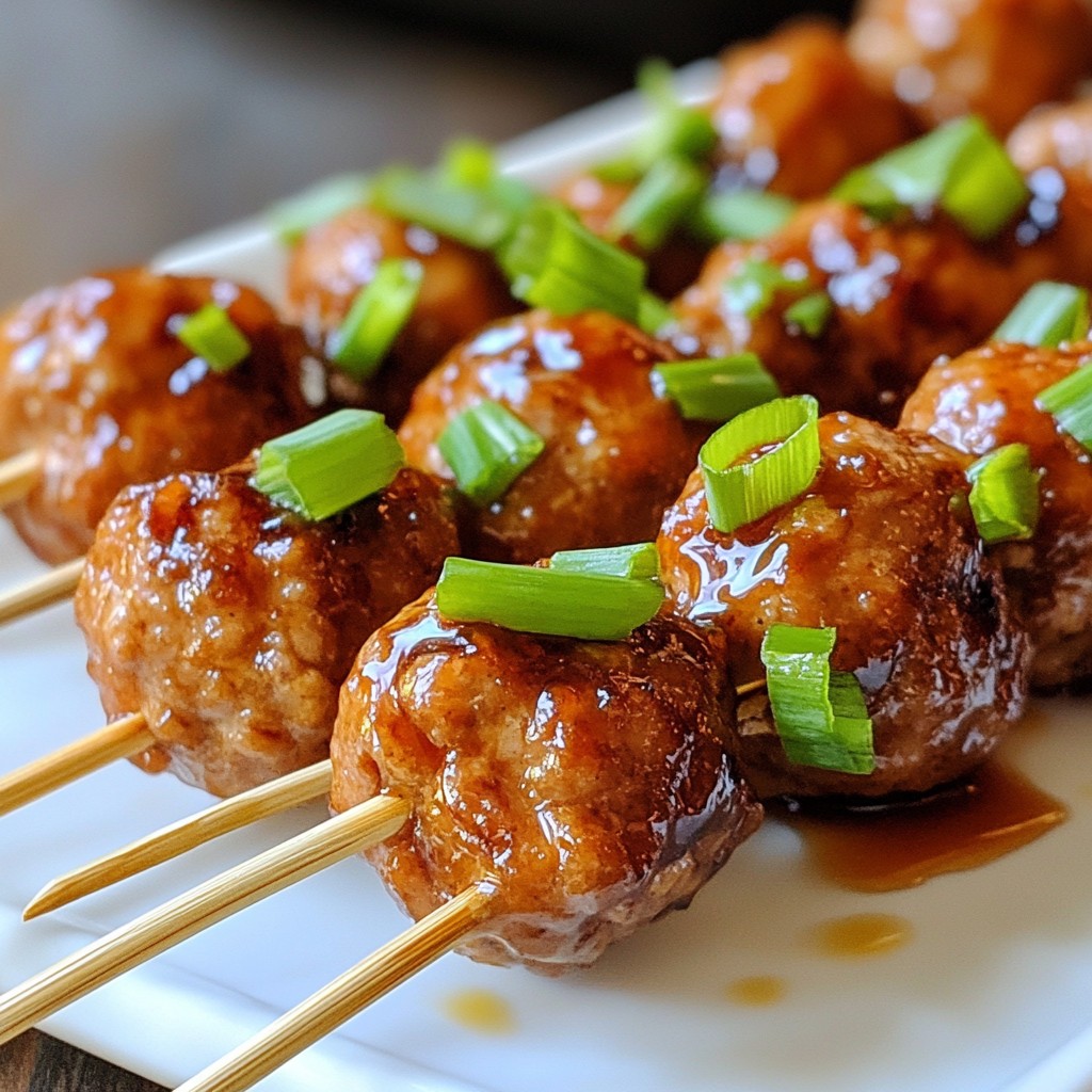 Teriyaki Glazed Meatball Skewers Schnelle und köstliche Idee