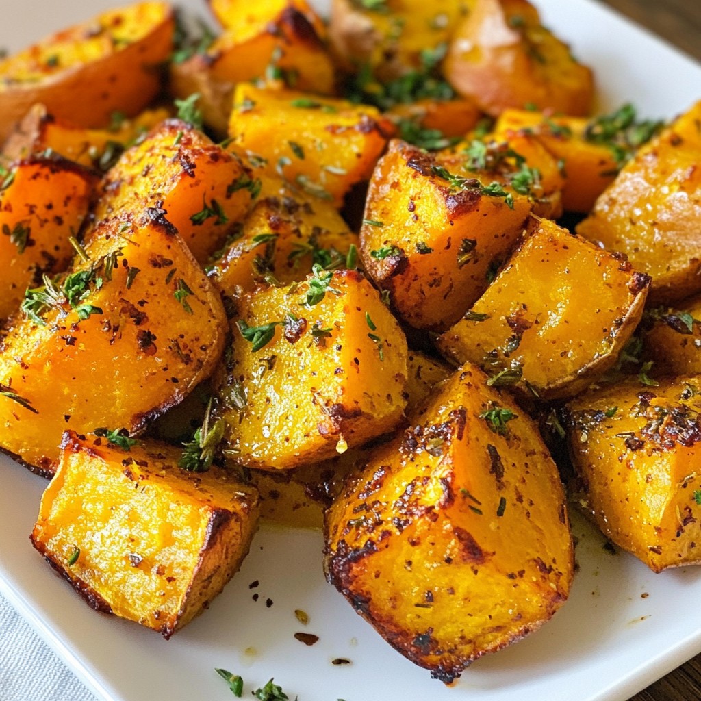 Knoblauch-Kräuter-Röst-Süßkartoffeln Einfaches Rezept