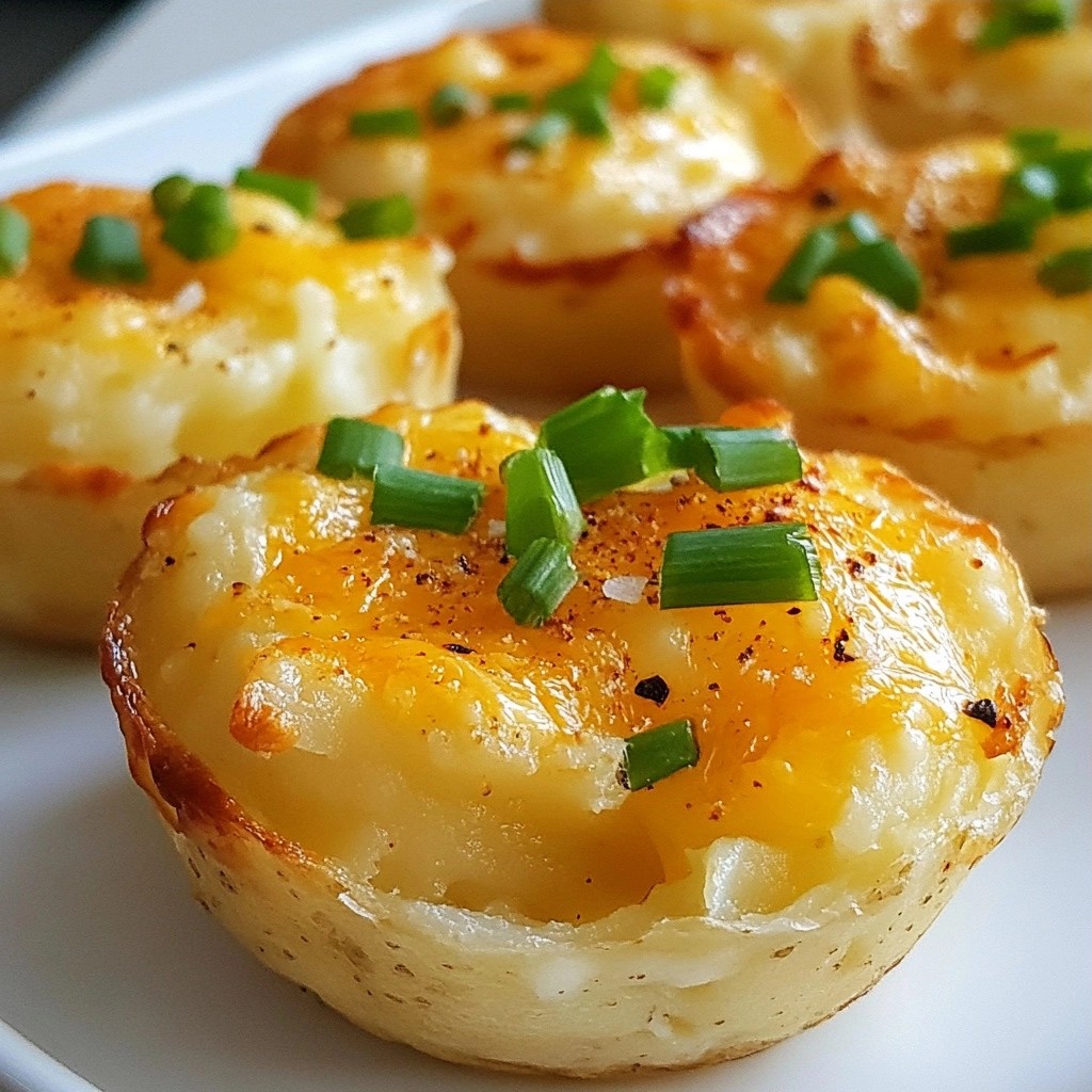 Einfache Beilage Cheddar Knoblauch Kartoffeltassen