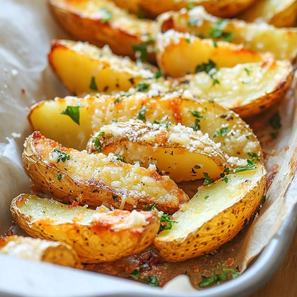 Savory easy side dish Parmesan Garlic Potato Wedges