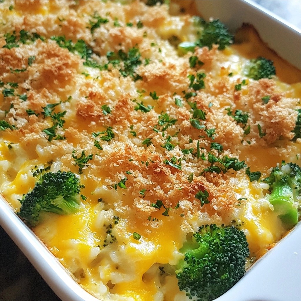 Cheesy easy side dish Broccoli Rice Casserole Rezept