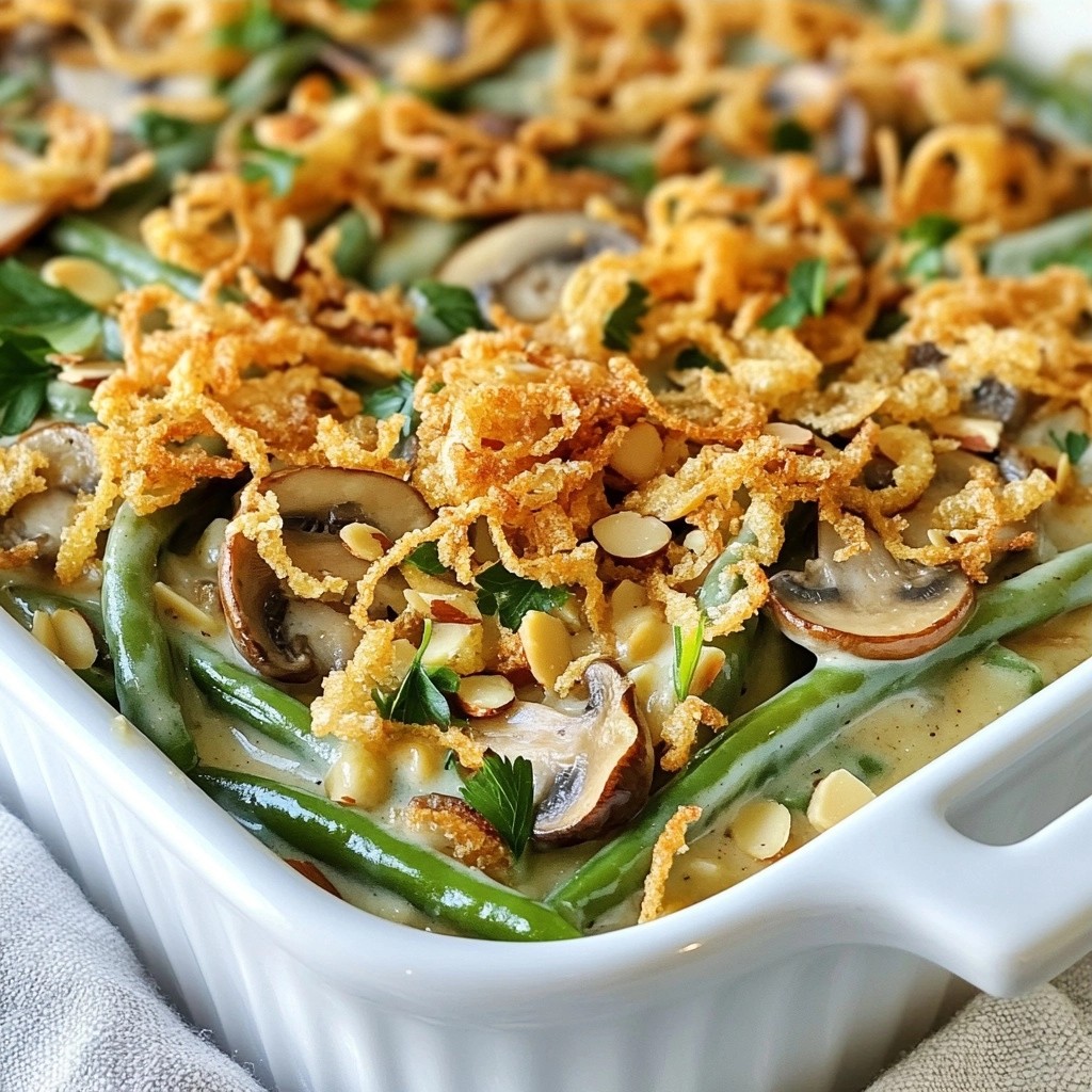 Festive easy side dish Almond Green Bean Casserole Rezept